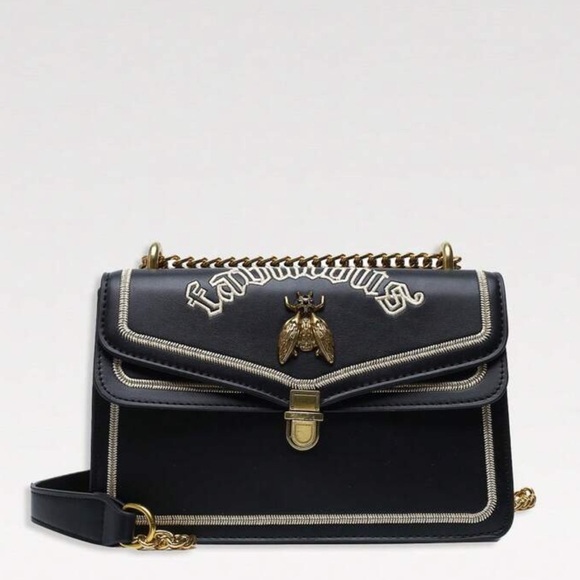 Chic and Trendy Black & Gold Double-Layered Flip Cover Luxury Chain Shoulder Bag - Picture 3 of 8